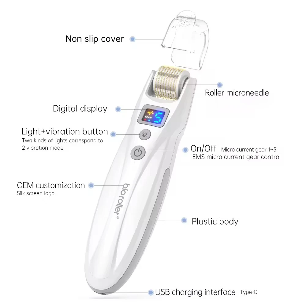 Новый Derma Roller G5 светодиодная светотерапия Dermaroller EMS микротоковый уход за кожей косметический аппарат вибрационный массажный ролик