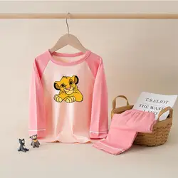 New Children's Pajamas Sets The Lion King Cartoon Long Sleeved with Pants Boys Girls Sleepwear Spring Autumn Clothes