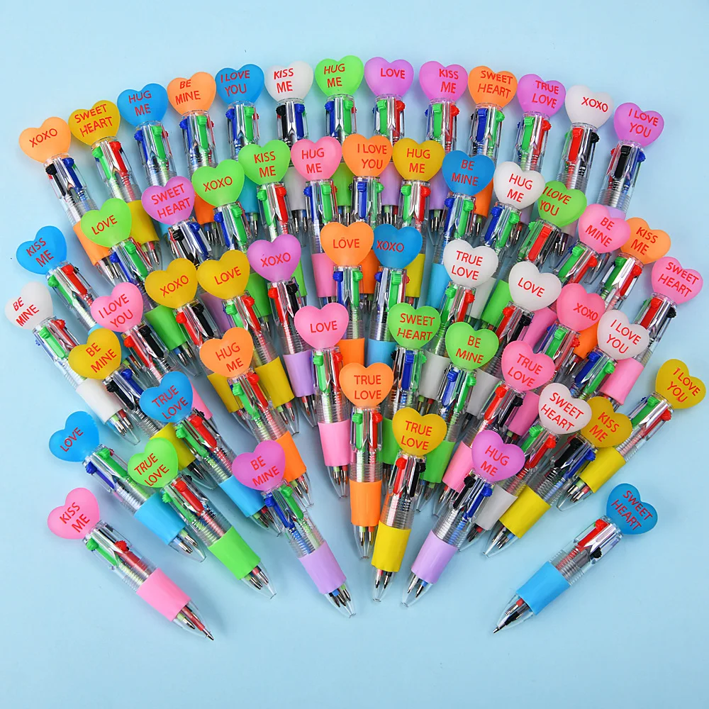 36 Pcs Love Letter Mini Transparent Four-Color Ballpoint Pen Creative Valentine's Day Pen Back To School