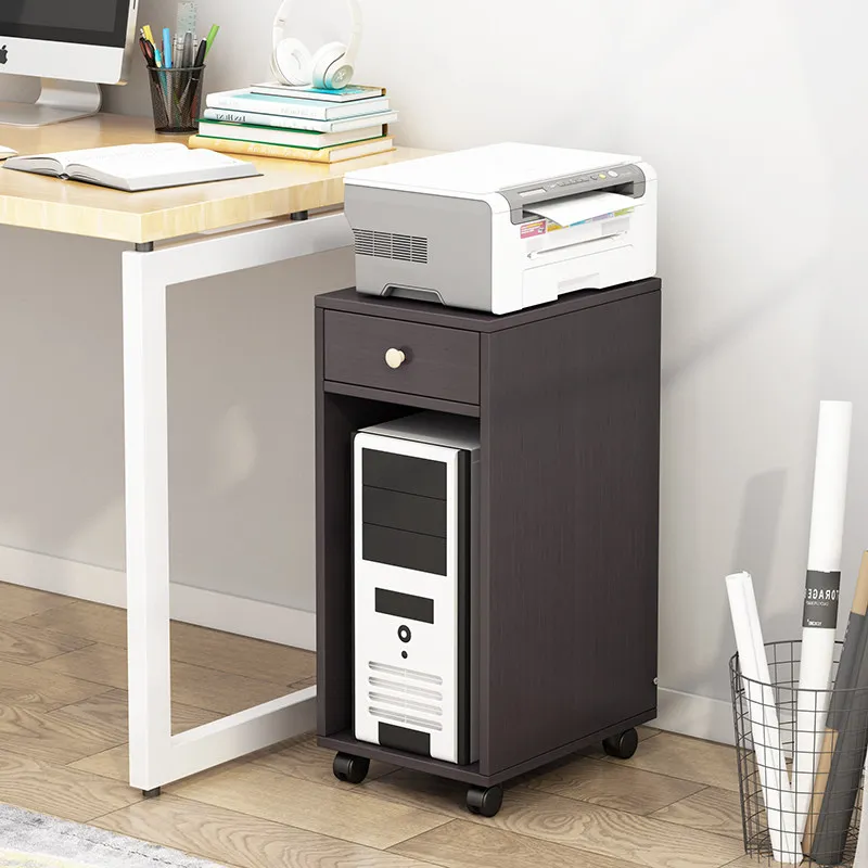 

Simple printer rack removable computer host rack placement storage rack with pulley host box desktop host cabinet
