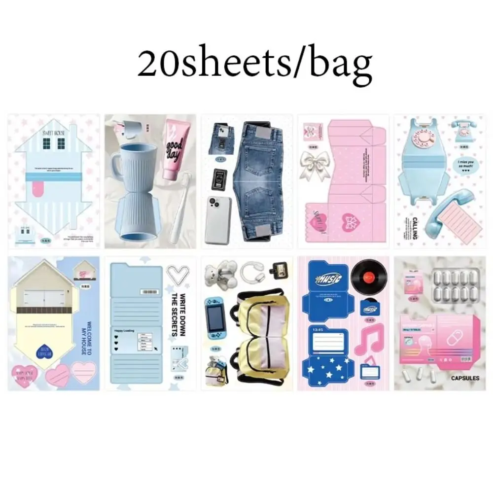 20Pcs New Cute Design Note Paper Handcraft Korean Style Writing Paper Kawaii Stationery Set