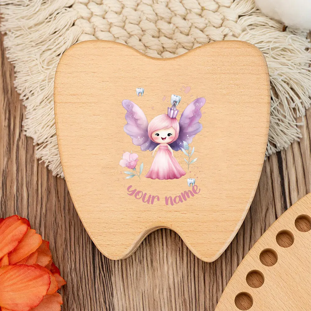 مخصص الأسنان الجنية صندوق شخصية خشبية الأسنان الجنية صندوق حامل صبي فتاة الأسنان تذكار هدايا أعياد ميلاد للأطفال هدية استحمام الطفل