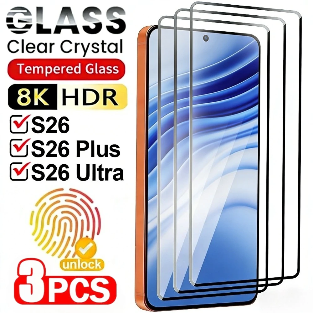 

Защитная пленка для экрана Samsung Galaxy S26 S25 S24 Ultra S23 S22 S21 Plus S26 S25 Edge, 3 шт., закаленное стекло с полным покрытием, защита от царапин