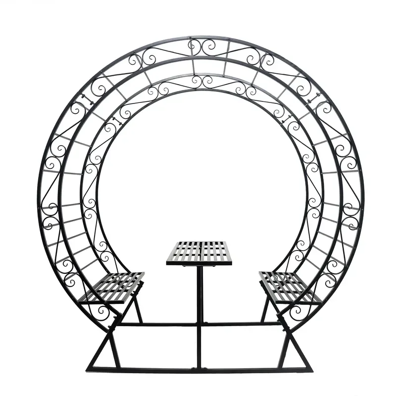 Zhongpin Wholesale Garden Supplies Flower Foot Party Wire Black Climbing Plants Metal Wrought Iron Garden Trellis Arch