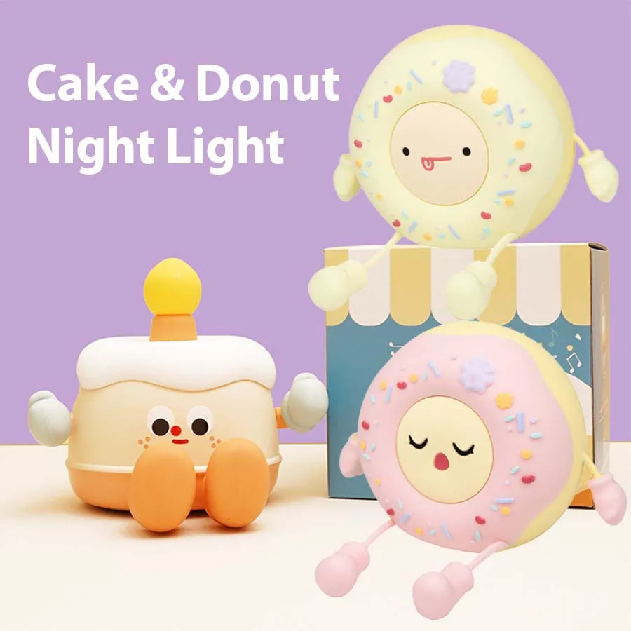 Rechargeable USB Table Lamp Led Night Light  Decoration for Bedroom Birthday Christmas Kid Gift Cake Donut Cute Food Nightlight