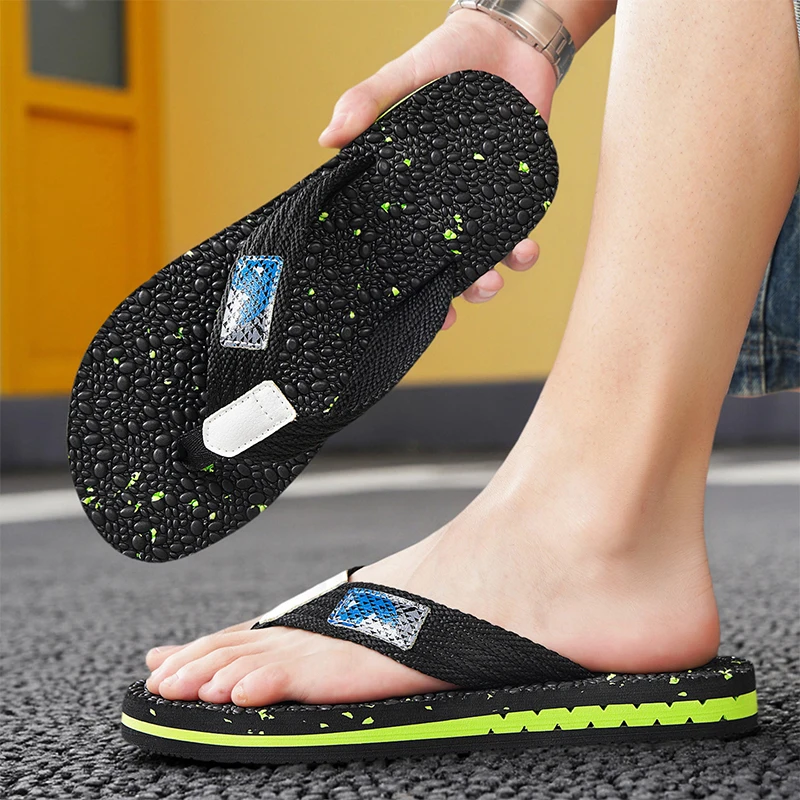 Chanclas para hombre, sandalias transpirables de verano, zapatos informales a la moda para exteriores, talla grande 44, zapatillas con suela de goma antideslizante