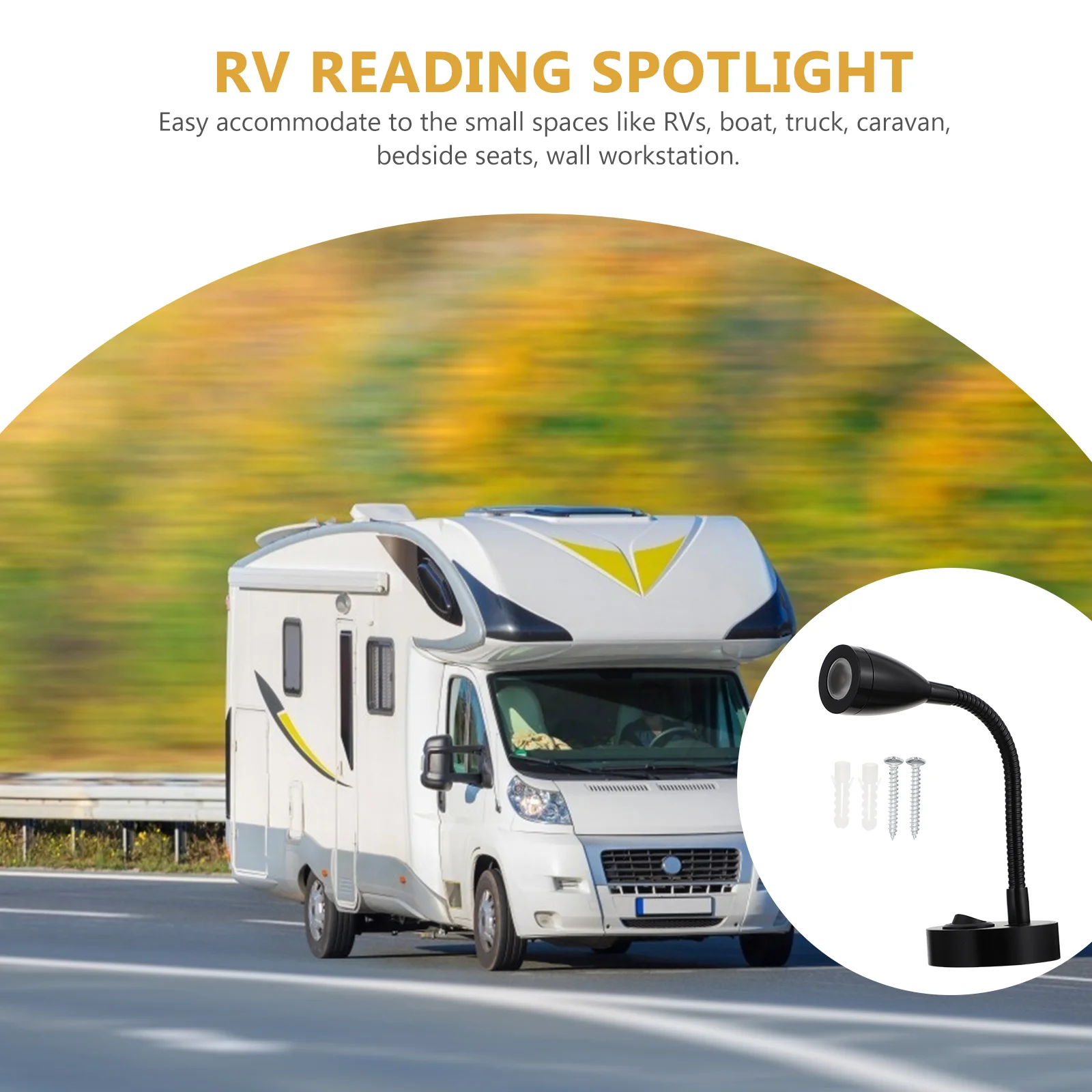 Rv Reading Light Car Swivel Spotlight Yacht Caravan Touring Bedside Hose Silver Boat Man