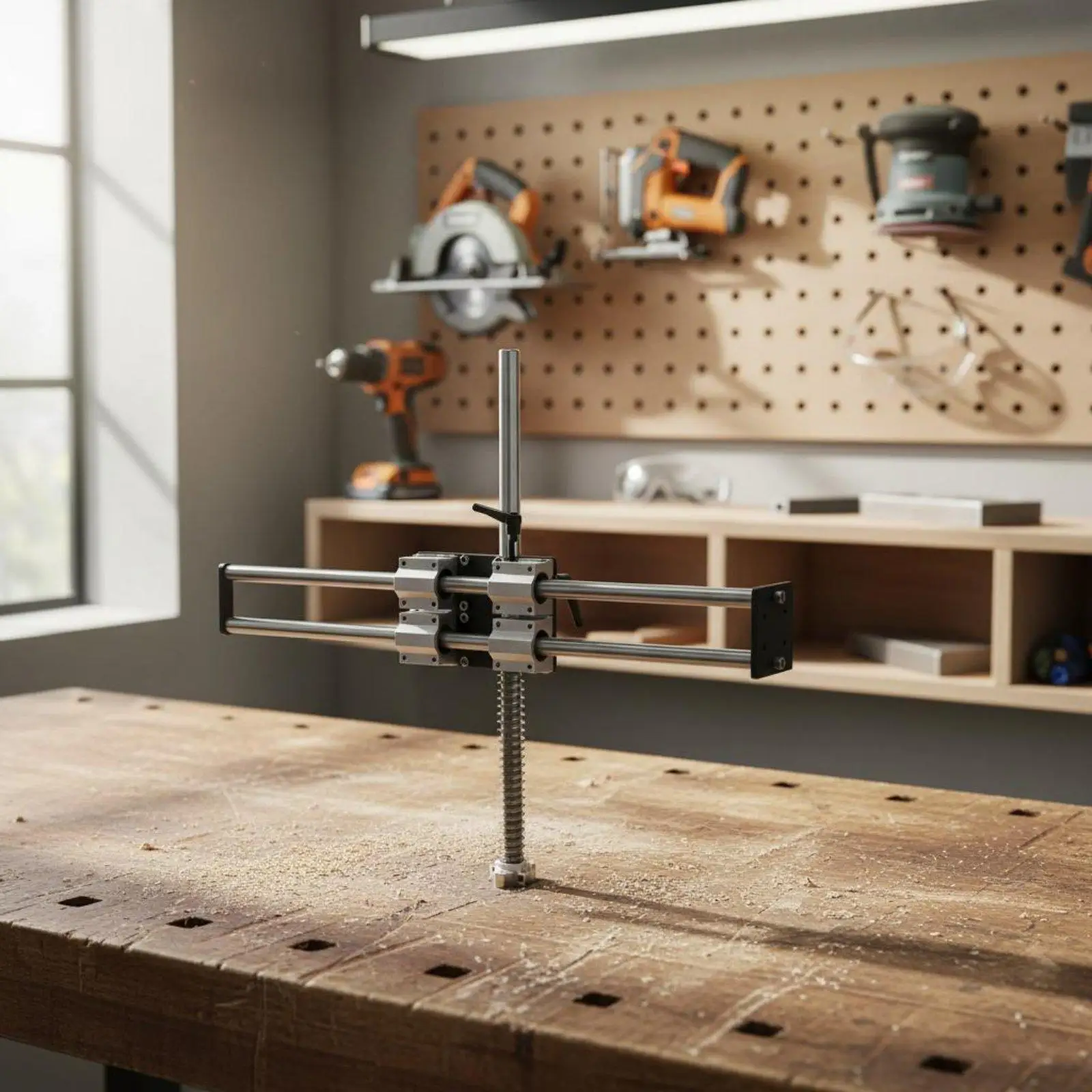 Aluminum Drill Guide Stand for Straight Hole Drilling and Tapping Workbench Mount Sliding Rail