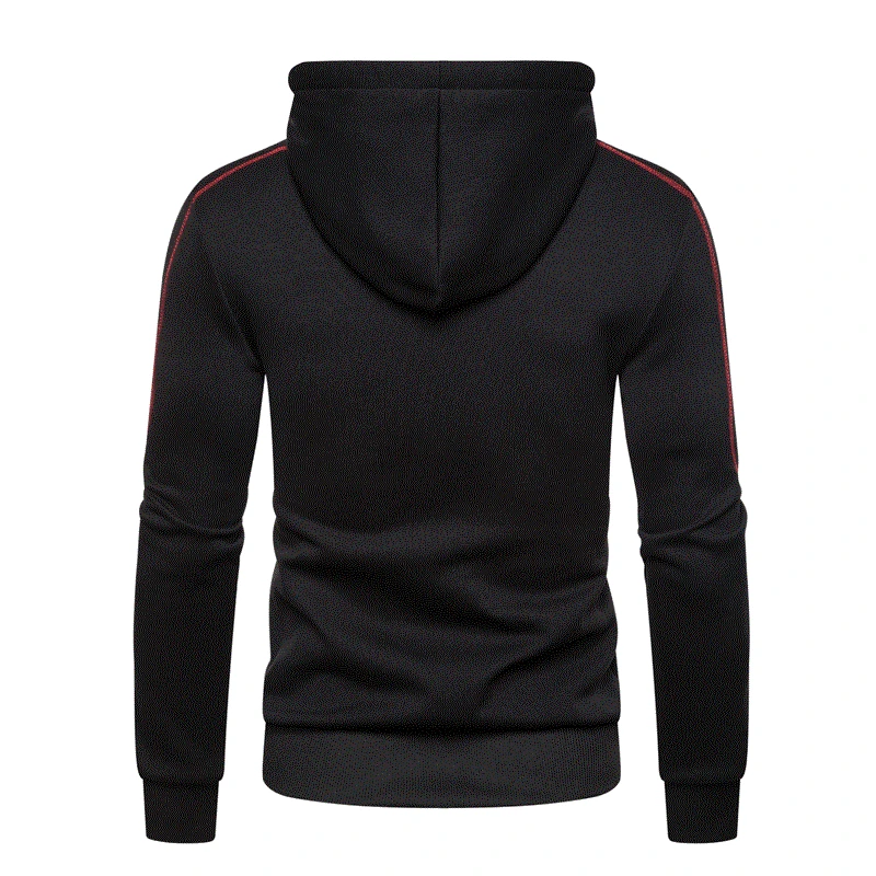 Men's Sports Hoodie Casual Essential Winter Lined Plus Fleece Zipper Pocket Clothing Everyday Outdoor Hooded Sweatshirt Black