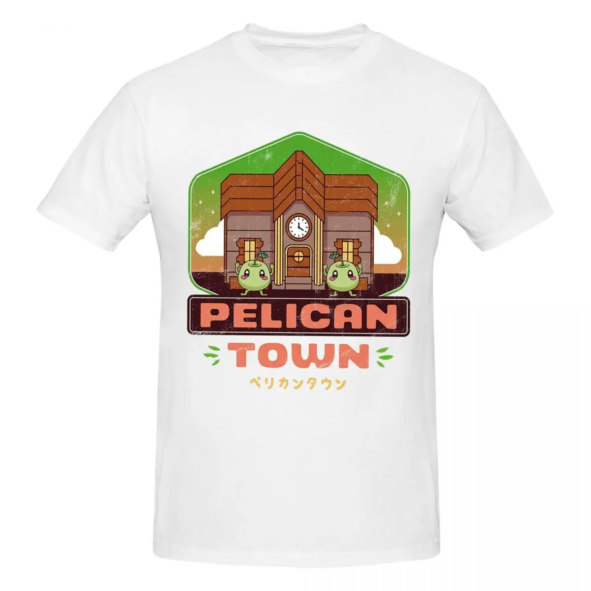 Vintage Pelican Town T-Shirts for Men Women Crewneck Cotton T Shirt Stardew Valley Short Sleeve Tee Shirt Plus Size Tops