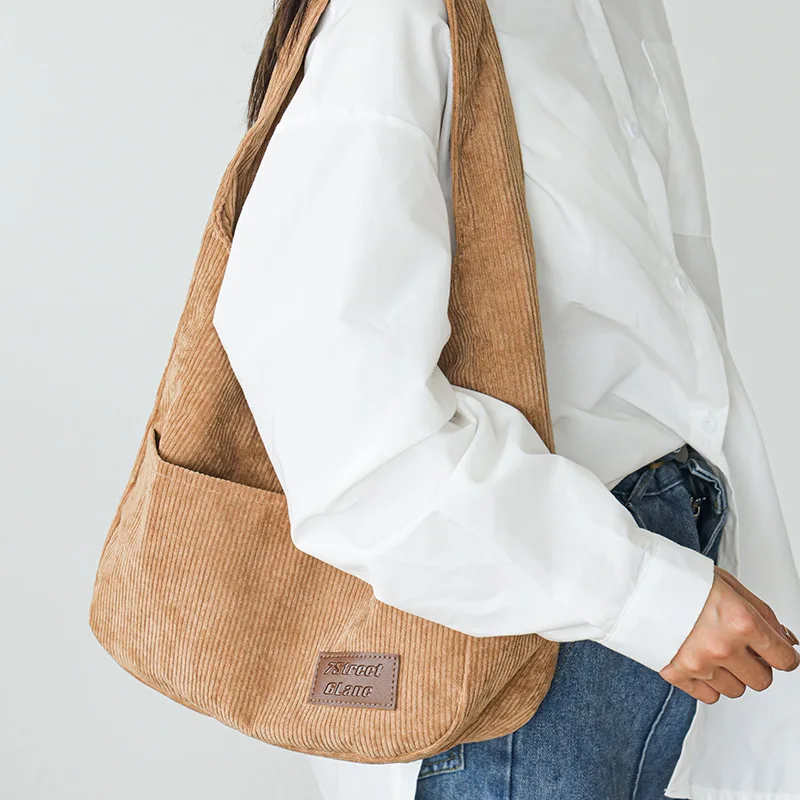 Cgcbag Grote Capaciteit Canvas Schoudertas Voor Vrouwen Tote Bag Fashion Eenvoudig Ontwerp Vrouw Handtassen Casual Corduroy Messenger Bag