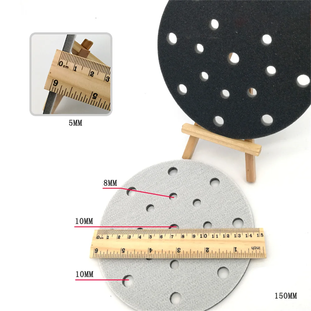 6 "Inci 17 Lubang Berkelompok Spons Pengamplasan Disk Amplas Basah dan Kering Kait Loop 300-3000 Grit untuk Memoles & Menggiling 150MM
