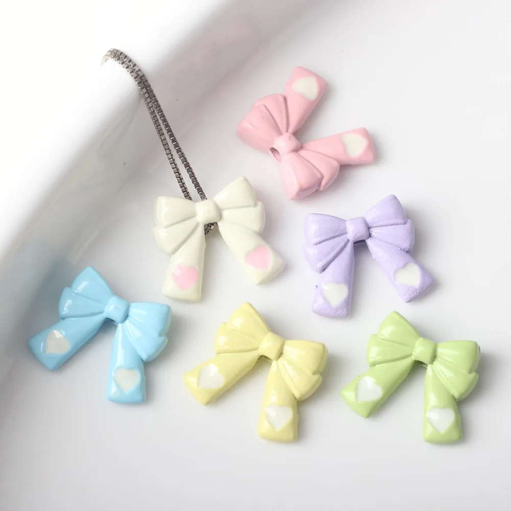 

Candy Colors Rubber Enamel Alloy Ribbon Tie Bow Jewelry Beads Fit Girls Necklace Earring Keychain Ornament Decor 13*15mm 50pcs