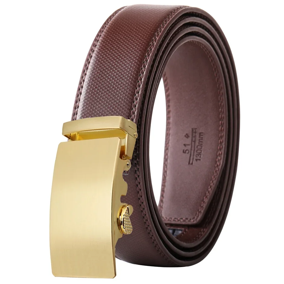 Gold Automatic Buckle Male Belt Brown Black White Blue Gray Leather Belts For Men High Quality Luxury Mens Belts Casual B514