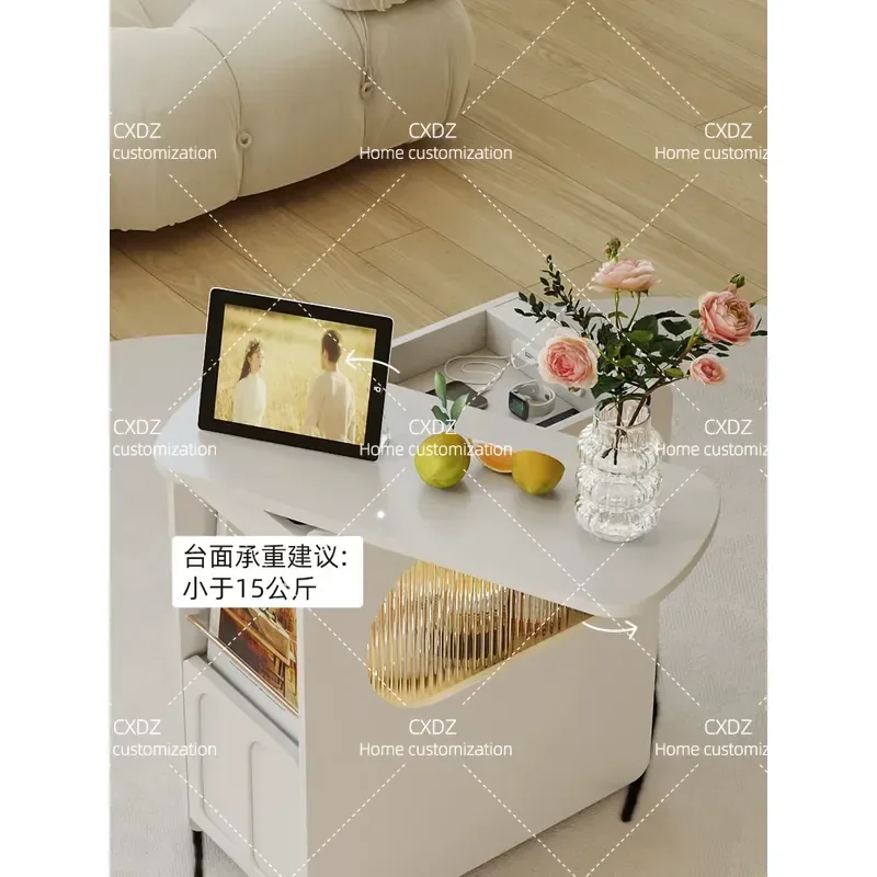 Hetu Cream Wind Cabinet Small Movable Coffee Side Cabinet Sofa Office Side Table