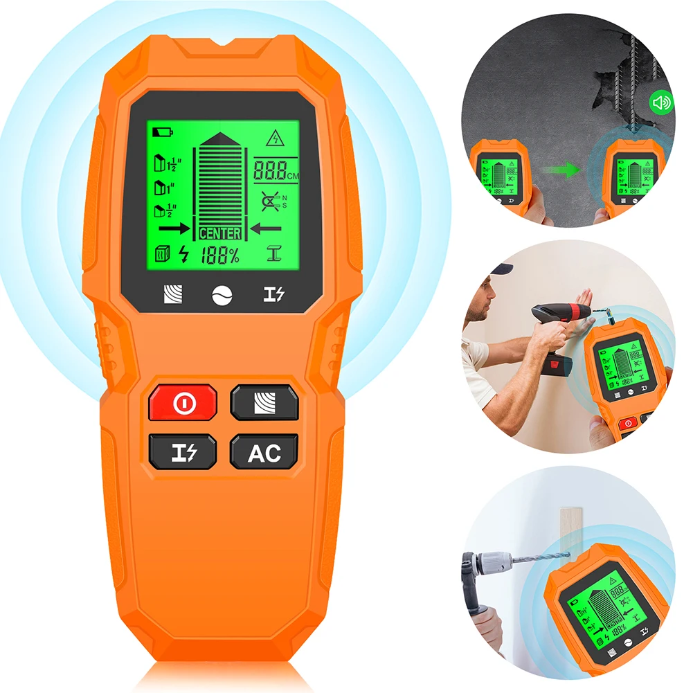 7 in 1 Electric Wall Scanner Sensor with LCD Display Studs Detector High Accuracy for AC Wire Metal Studs Wood Joist Pipe