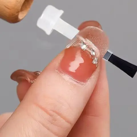 1 conjunto de escova descartável para esmalte, com caneta de cabeça dupla, pode substituição de escova para unhas, aplicadores líquidos, ferramentas de manicure