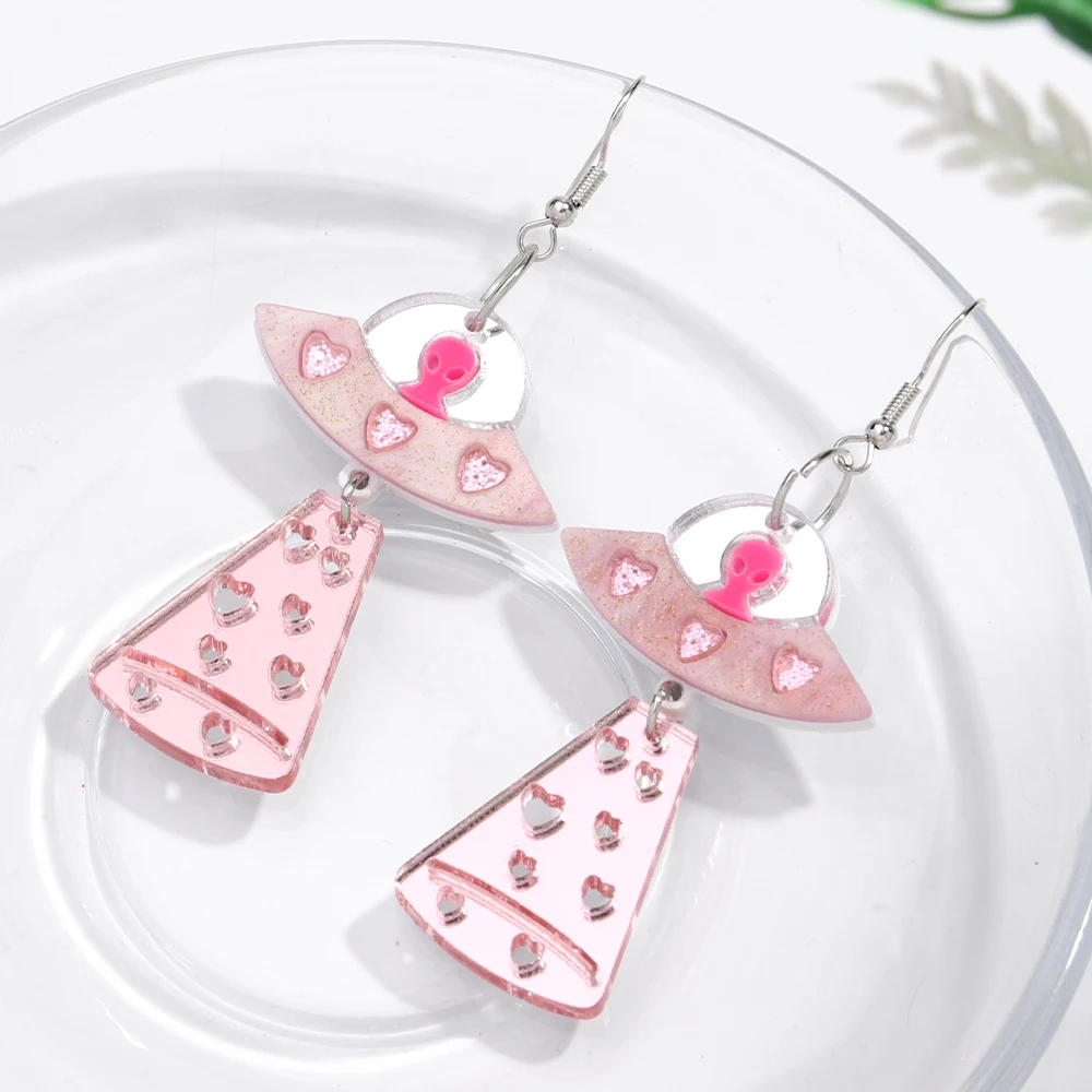Women's Creative UFO Alien Acrylic Drop Earrings