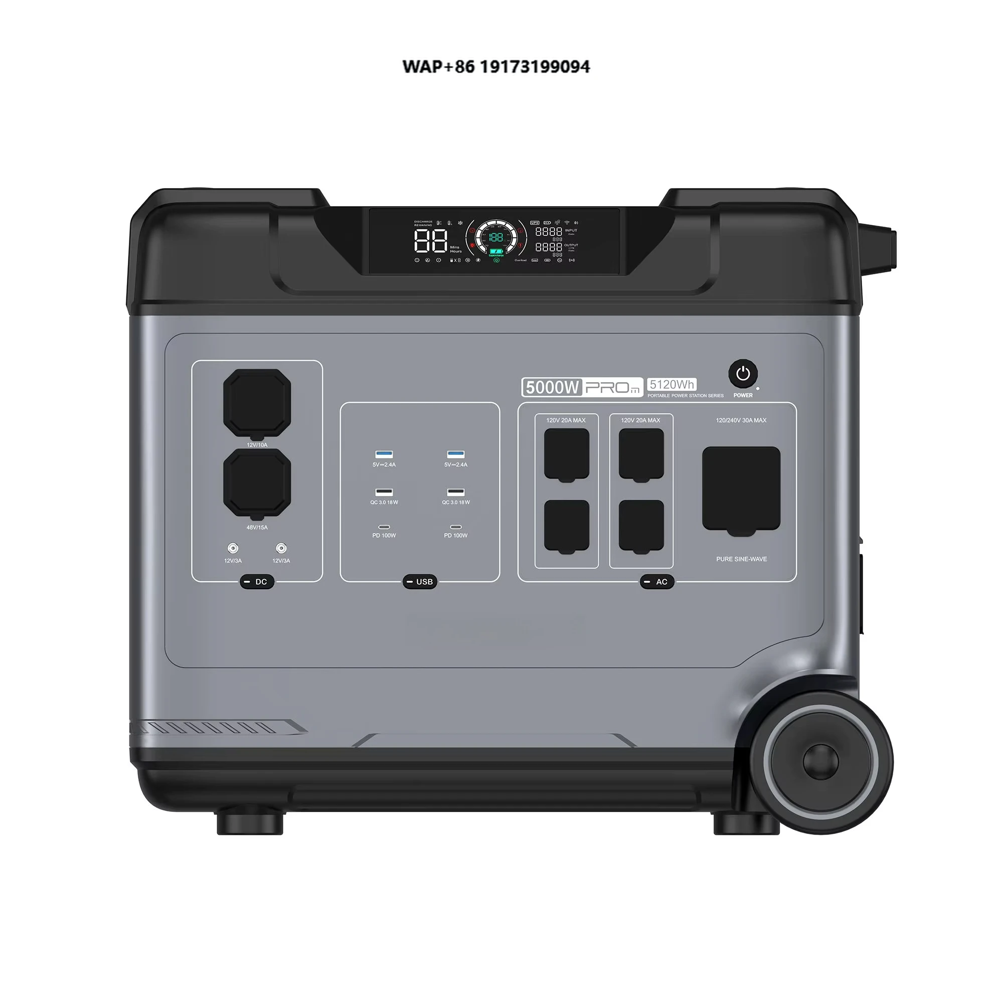 For BP5000 PRO MAX 5000W 5120Wh LiFePO4 Solar Emergency Power Station with Pure Sine Wave for Home Backup & Car Use