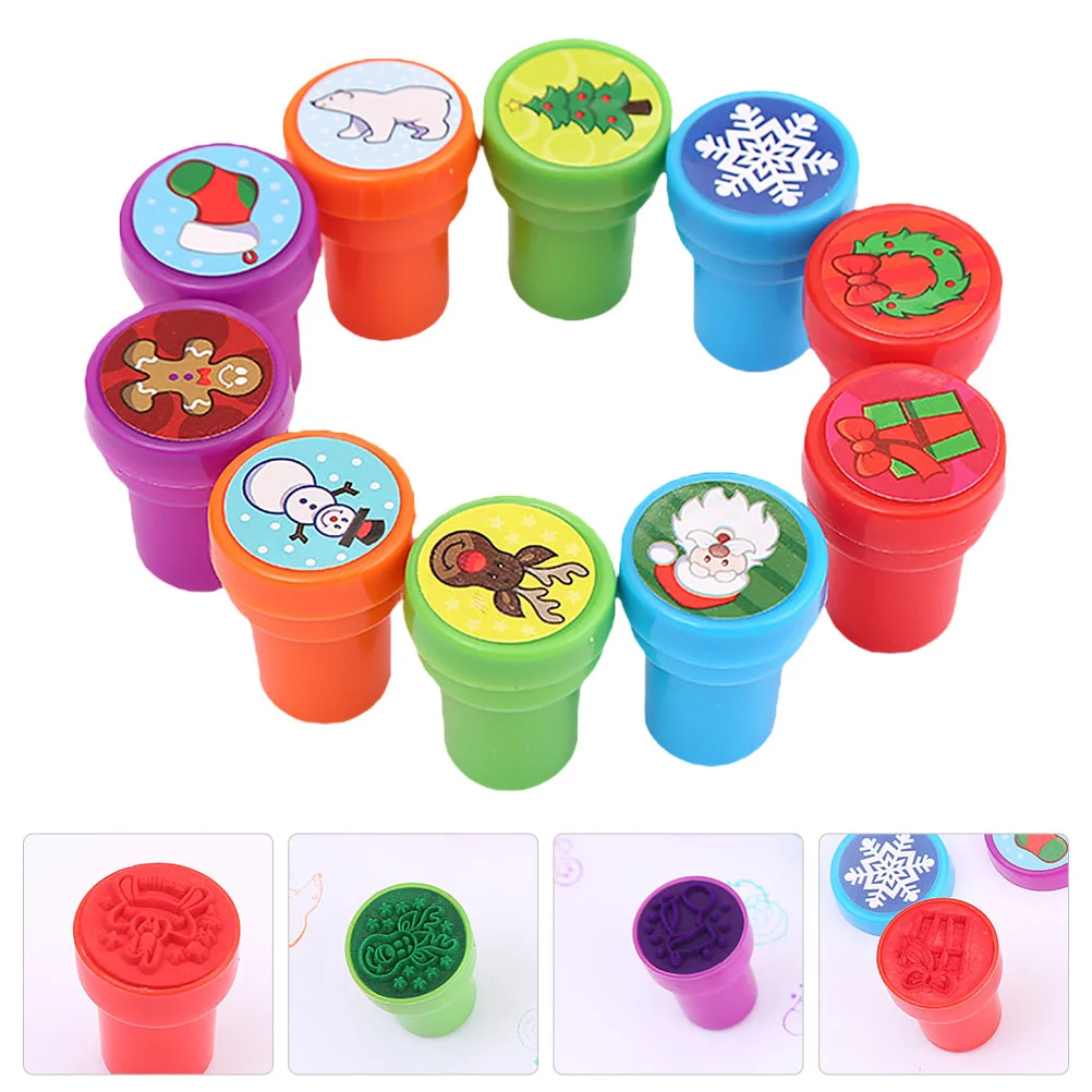 

10 Pcs Children's Stamp Kids Stamper Painting Cartoon Toys Graffiti Stampers Xmas The Gift Die