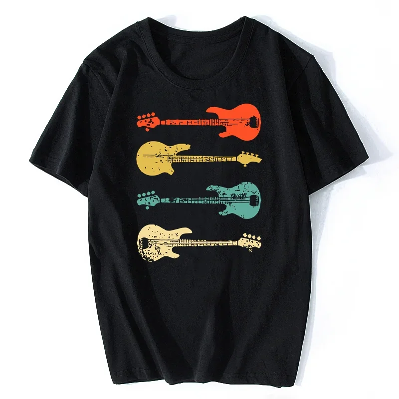 

Vintage Retro Bass Guitar T-shirt Bassist Player Shirt T Shirt For Men Women Male Cotton Tshirt Summer Tees Hip Hop