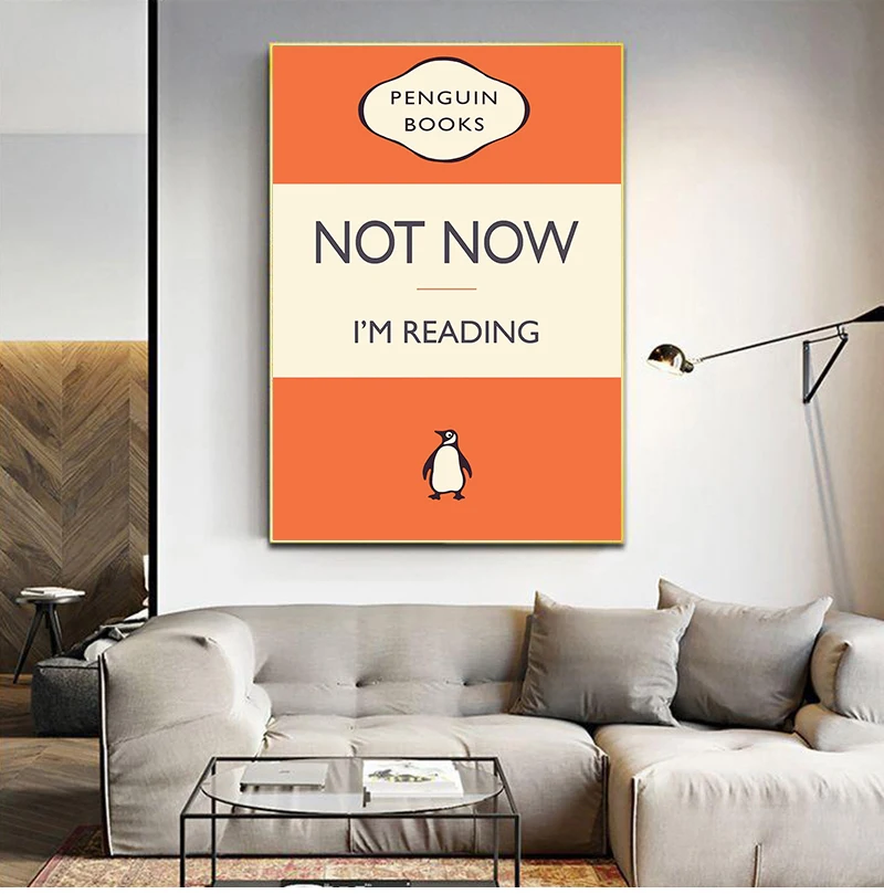 Book Lover Gift Not Now I'm Reading Canvas Painting Wall Pictures Reading Quotes Art Prints Humour Poster Reading Room Decor