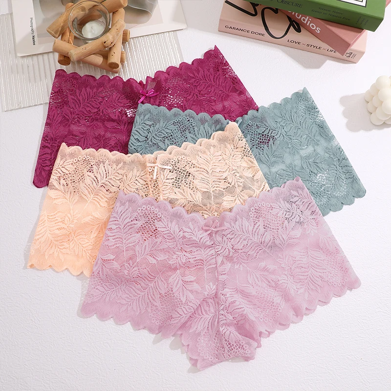 6PCS/Set Women Panties Lace Underwear Floral Lingerie Intimates Sexy Female Panties Cheekie Briefs Design Perspective Pantys