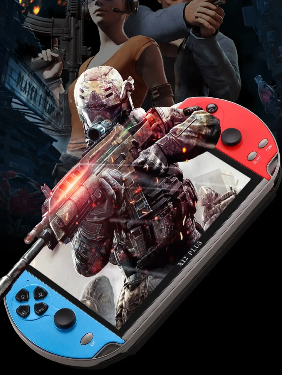 for X12 PLUS Video Game 7inch LCD Double Rocker Portable Handheld Retro Console MP5 Player TF Card for GBA/NES 3000 Games