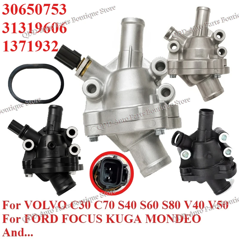 

90℃ 31319606 30650753 1371932 For VOLVO C30 C70 S40 S60 S80 V40 V50 FORD FOCUS KUGA MONDEO Engine Coolant Thermostat Assembly