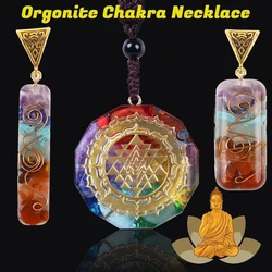 Seven Chakras Orgonite Meditation Reiki Yoga Balance Energy Stone Orgone Amulet 7 Chakra Pendant Necklace Sweater Chain Jewelry