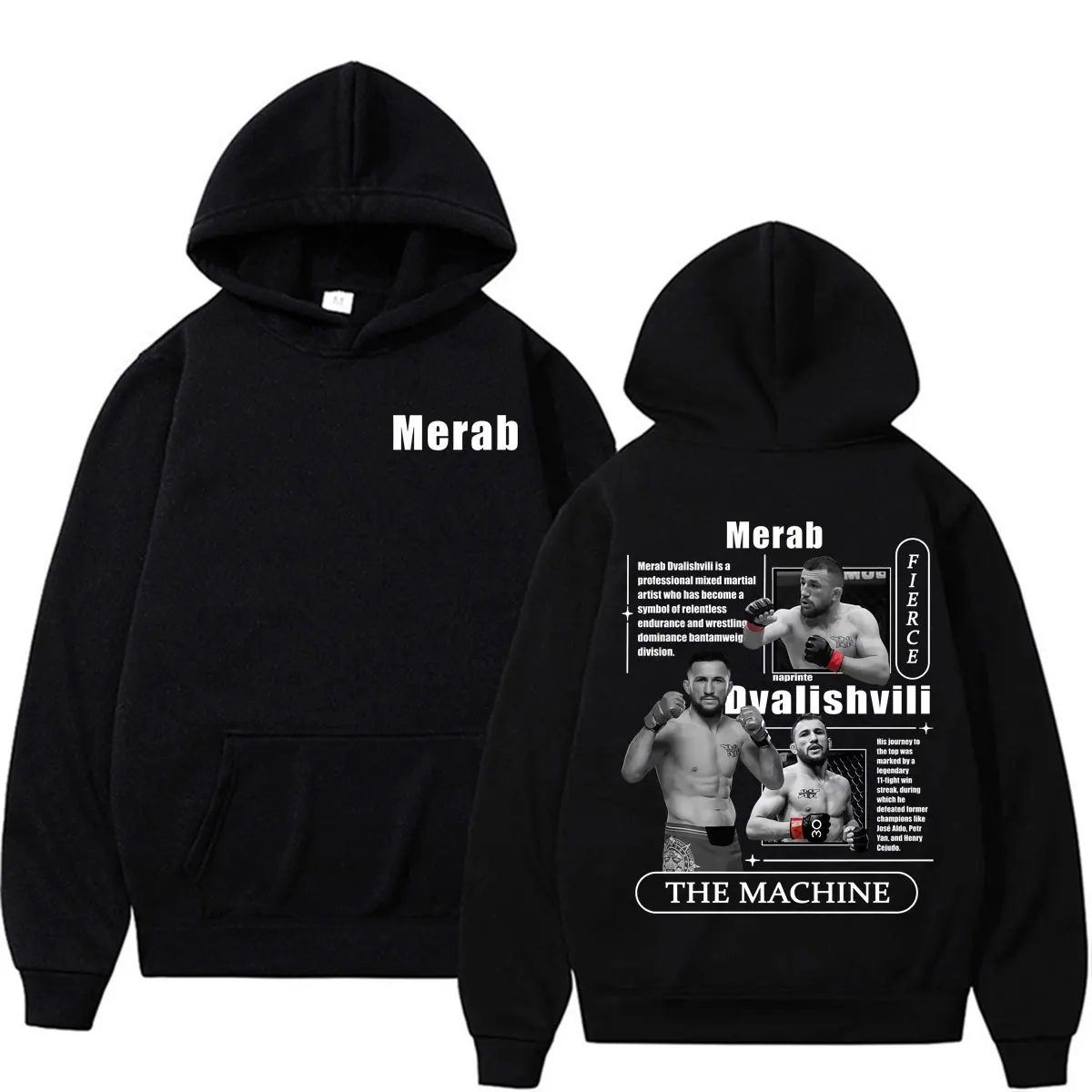 Merab Dvalishvili Fierce The Machine Fan Gifts Hoodies Men's Clothing Fashion Trend Classic Sweatshirts High Quality Cozy Hooded