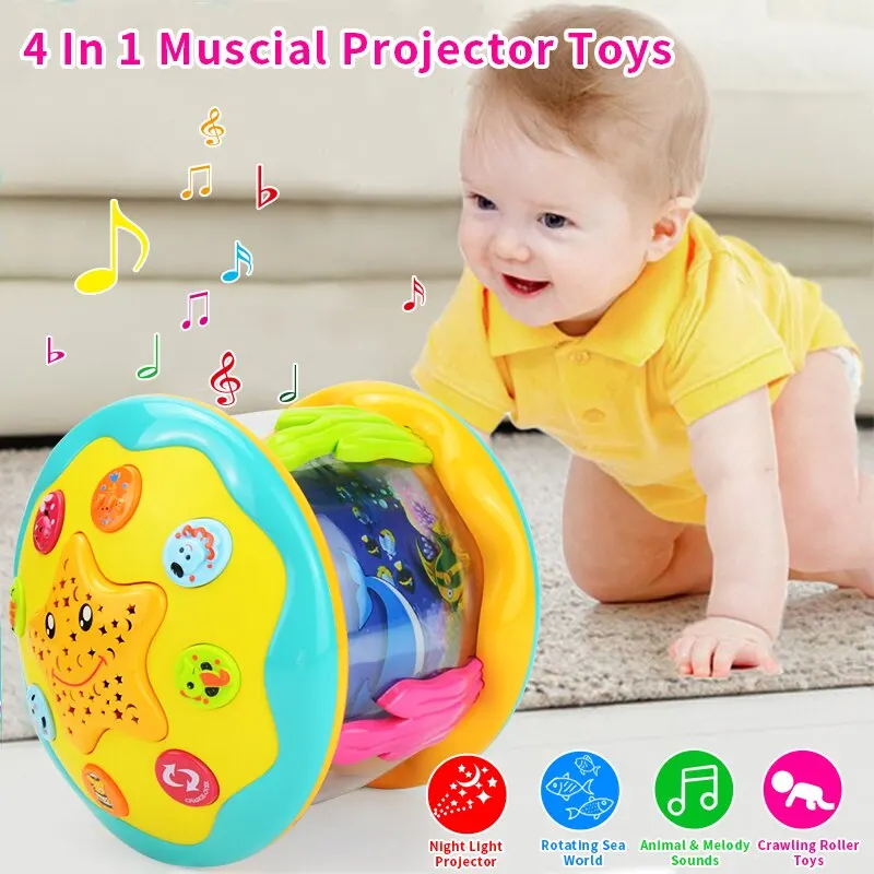 Brinquedos do bebê 6 a 12 Meses Musical Light Up Tummy Time Infant Toys.Ocean Rotating Projector Baby Gifts for Toddlers Kids