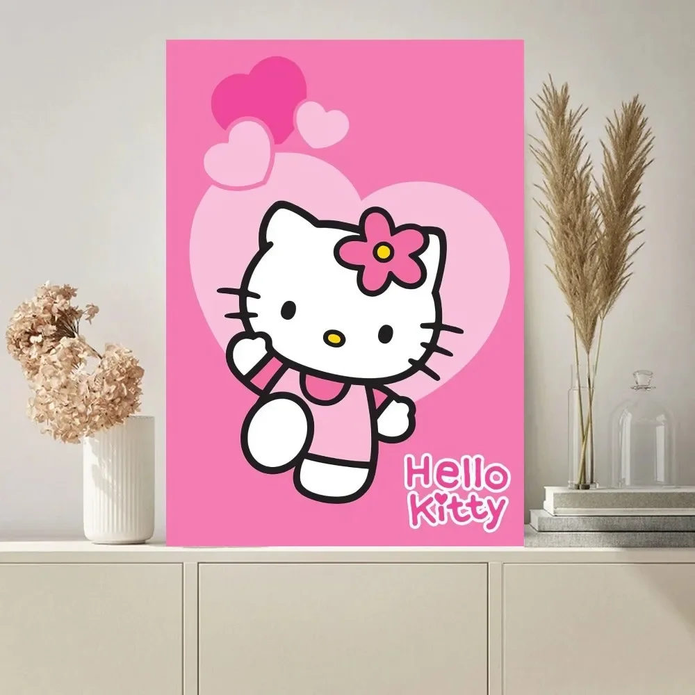 Affiche de Dessin Animé Cute K-Kitty Blanc-H-Hello, Customisation sur le Mur, Image pour Salon, Peinture Intérieure, Décoration de Salle