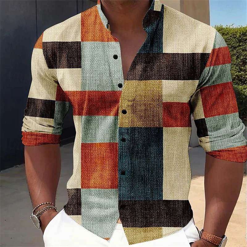 Camisa holgada de manga larga para hombre, Top de moda, selección de colores, empalme, primavera y otoño