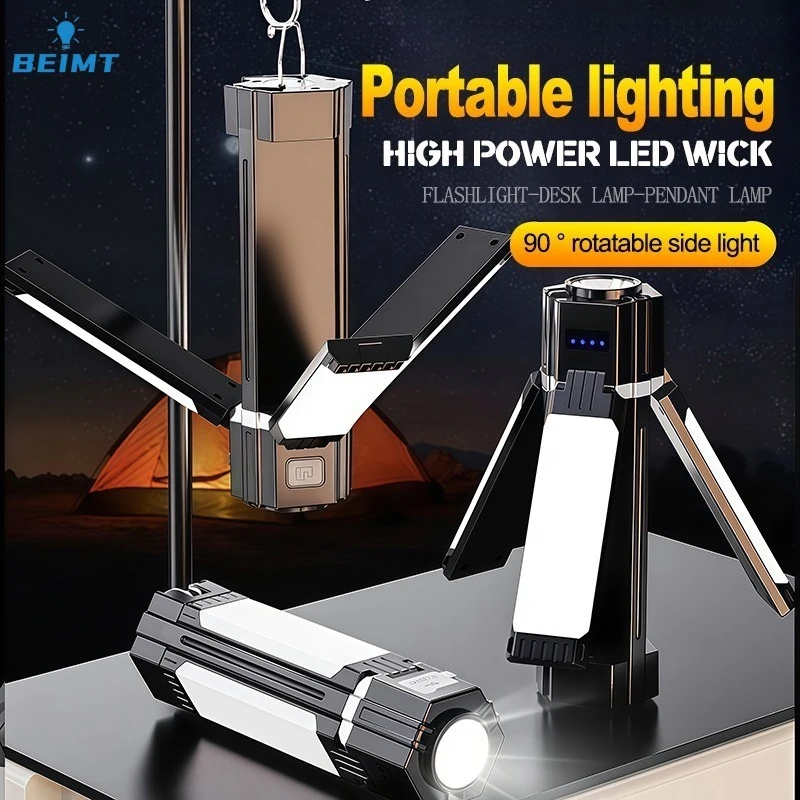 

3000 мАч Power Bank Кемпинговый светильник типа C Перезаряжаемый 5 режимов Двойной свет Яркий луч Индикатор заряда батареи Складной подвесной крючок