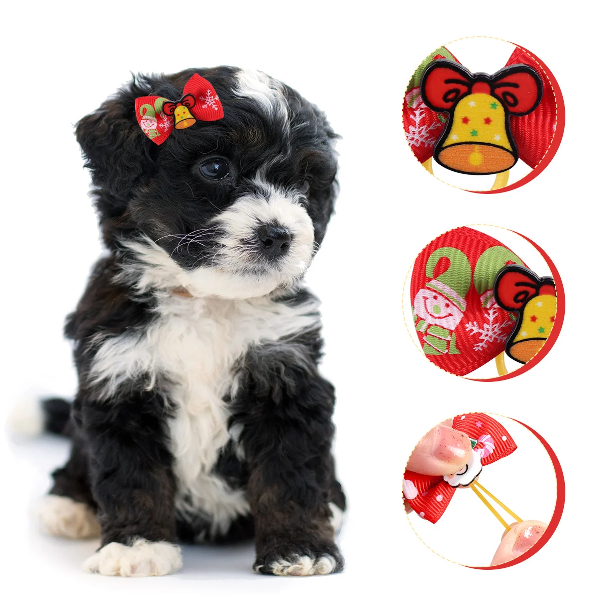 

20Pcs Pet Hair Rings Bowknot Style Christmas Hair Ties Ponytail Holder for Dog Puppy Cat Supplies Dog Ponytail Holder