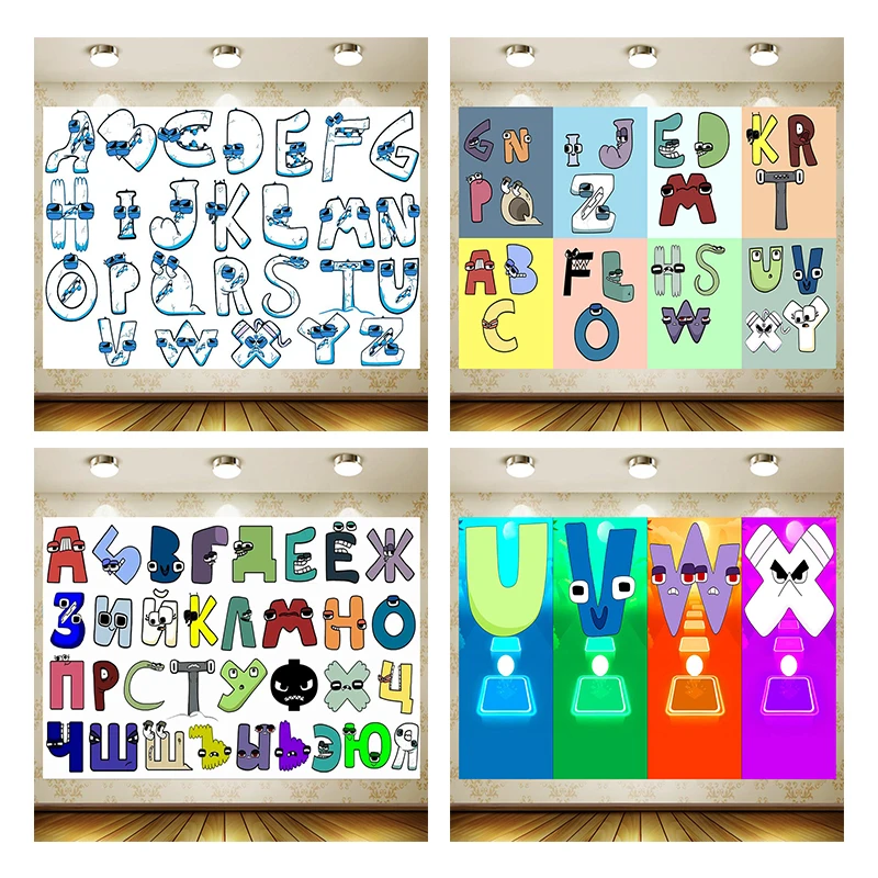 Alphabet Backdrop Children Birthday Party Supplies  Kid Cartoon Decoration Wall Decor Customized Baby Shower Background