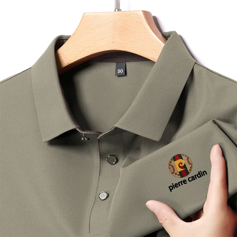 

Craftsmanship Quality Men's Polo Shirt Fashion Solid Color Letter Print Long Sleeve Autumn Lapel T-Shirt Business Trend Menswear