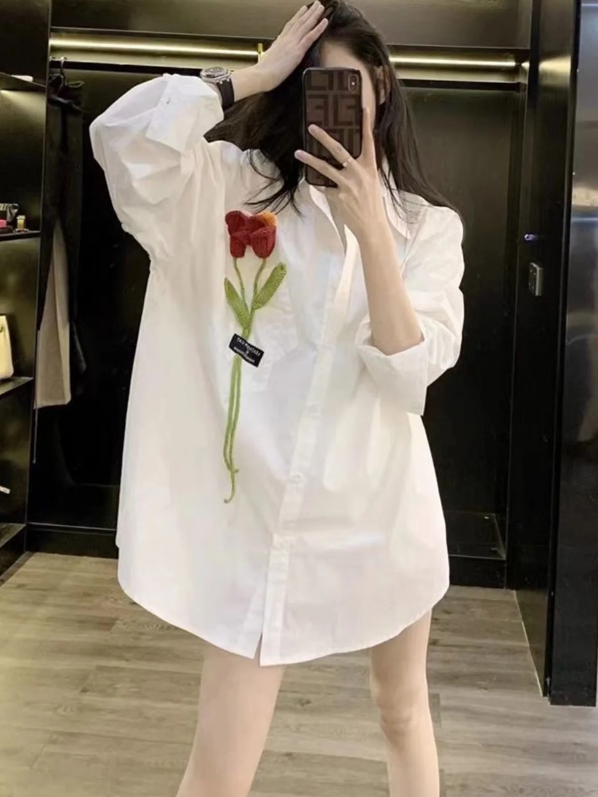 화이트 루즈 롱 스웨트셔츠 여성용 봄 가을 신상 프리미엄 퀄리티 아우터웨어 한국 스타일 출퇴근 패션