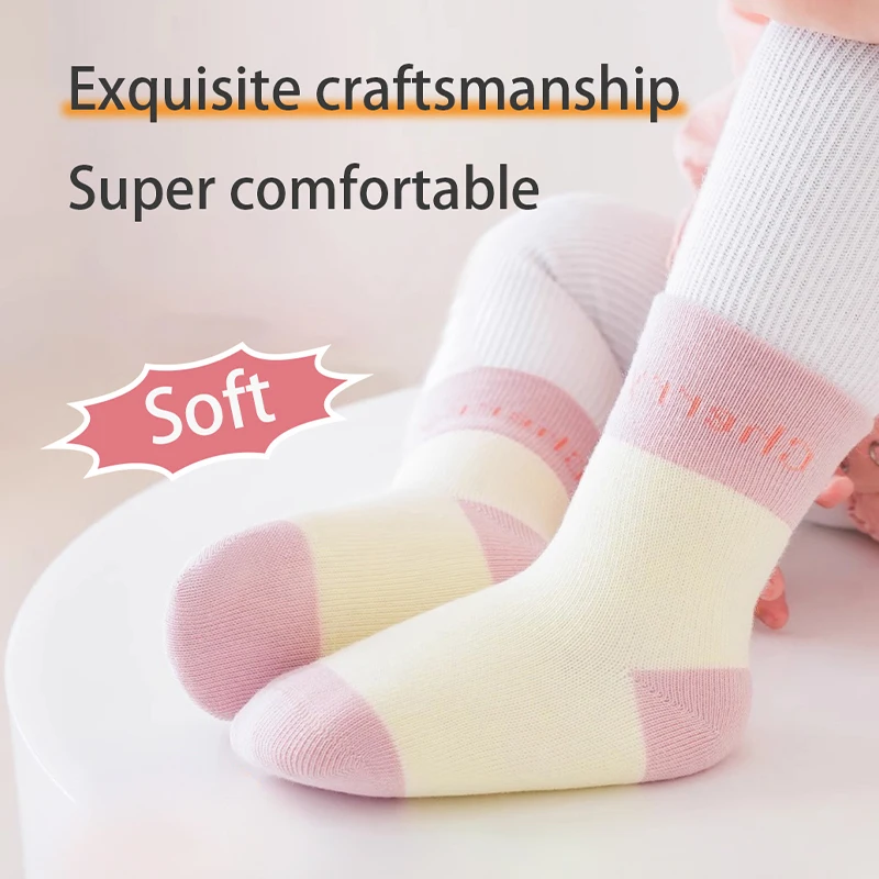 4Pairs 0-5Years Spring Autumn Newborn Toddlers Cotton Socks Moisture Wicking And Breathable Preferred Fabrics Baby Heaters Socks