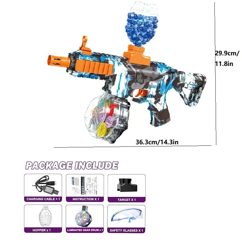 M416 pistola elettrica a proiettile ad acqua tiro continuo pistola giocattolo da battaglia per bambini Splat automatico incandescente nel regalo di festa per bambini all'aperto scuro