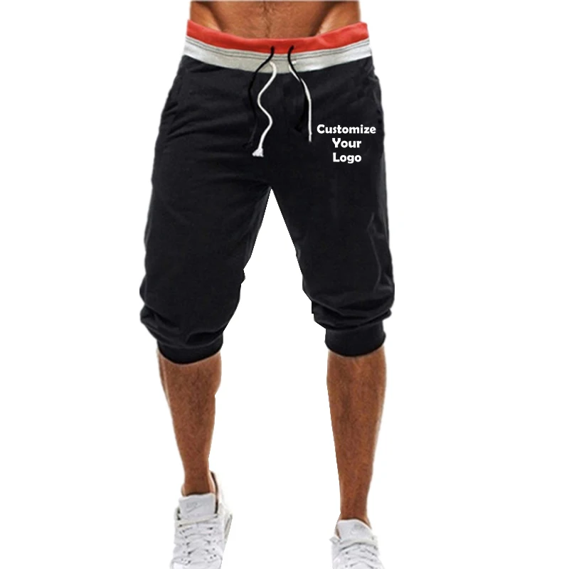 Custom Logo Summer Short Pants Men Breathable Thin Calf-Length Short Sweatpants Loose Running Pants Casual Cropped Trousers