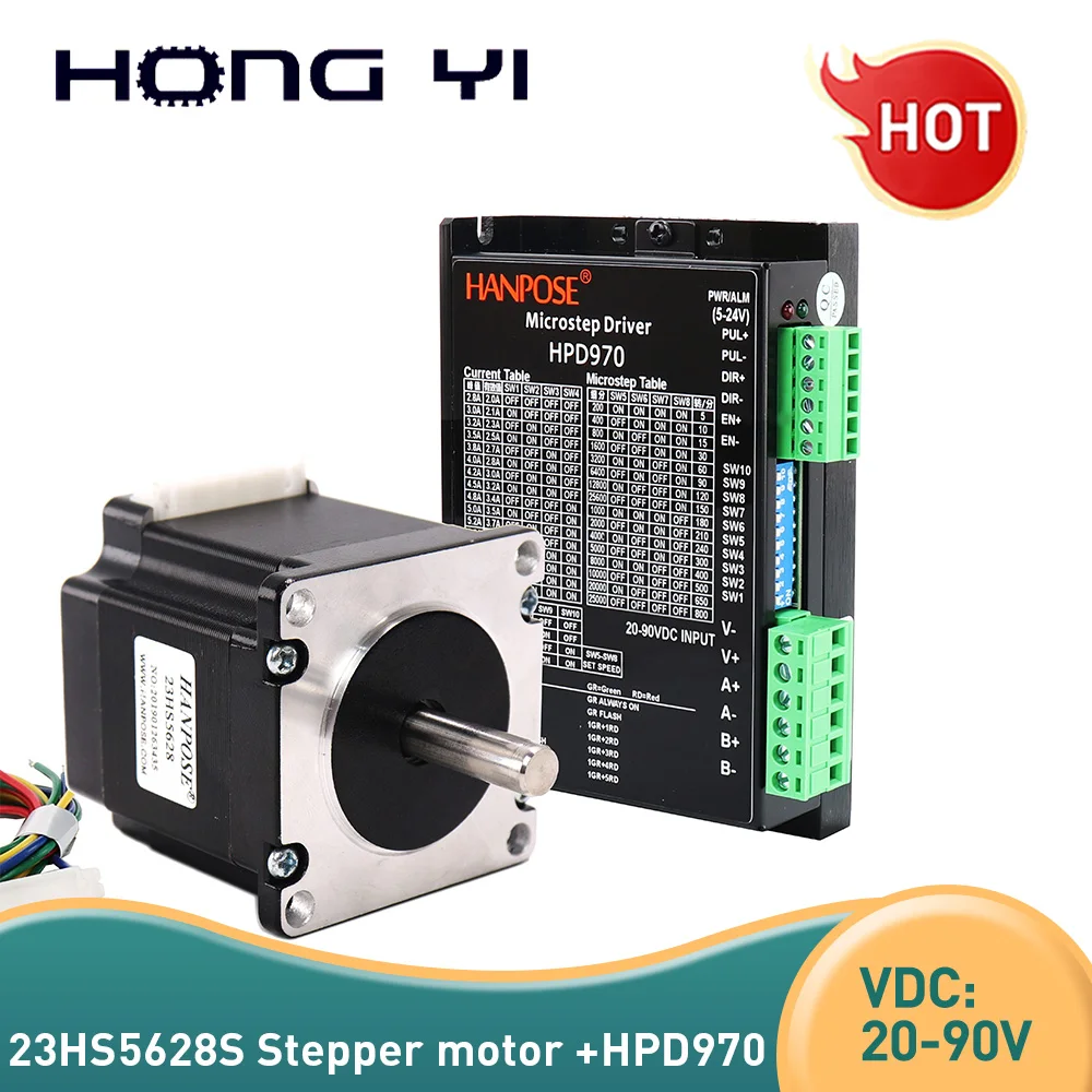 

4-lead 2.8A 126N.cm Nema23 Stepper Motor driver 23HS5628 -HPD970 57 motor CE CNC Laser and 3D printer motor drive nema23 kit