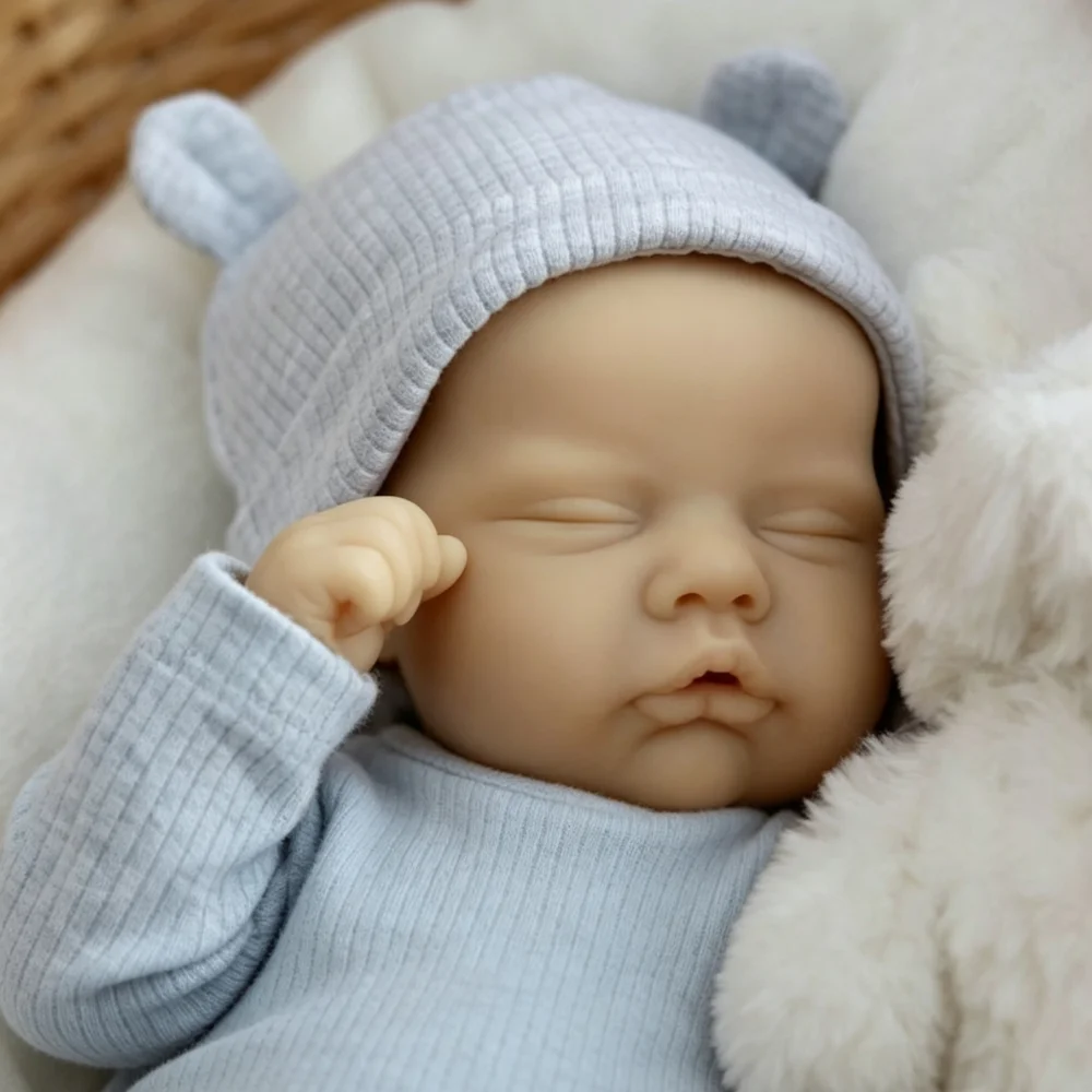 18 Inch Unpainted Reborn Doll Kit Quinbee Adorable Face Vinyl Blank Newborn Doll Mold Parts With Fabric Body