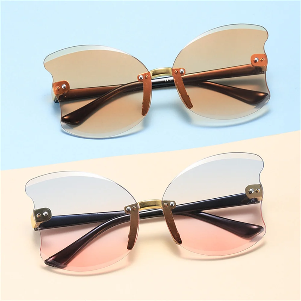 Fashion Kids Rimless Sunglasses Butterfly Wings Frame Sunglass Girls Goggles Children Outdoor Glasses Cute Uv Protection Eyewear