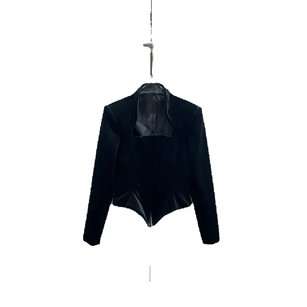 

Женская вельветовая приталенная куртка на молнии с эффектом «рыбьей кости», элегантный и изысканный топ для офиса, подчеркивающий талию, в стиле Y2K, весна 2026