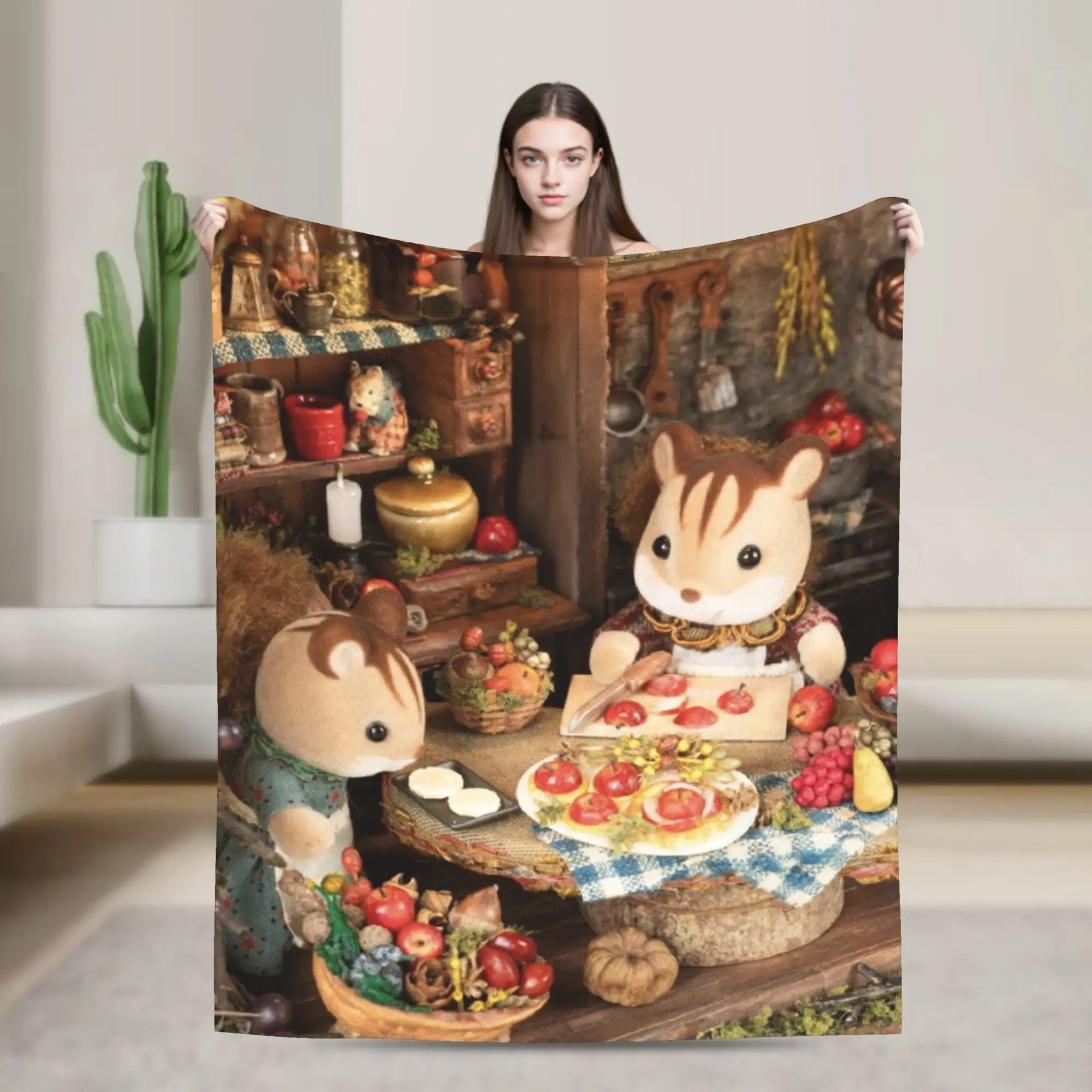 

Sylvanian Families Throw Blanket for Couch Soft Fuzzy Plush Blanket 50x60 Inches Multi-size Bedspreads for All Seasons