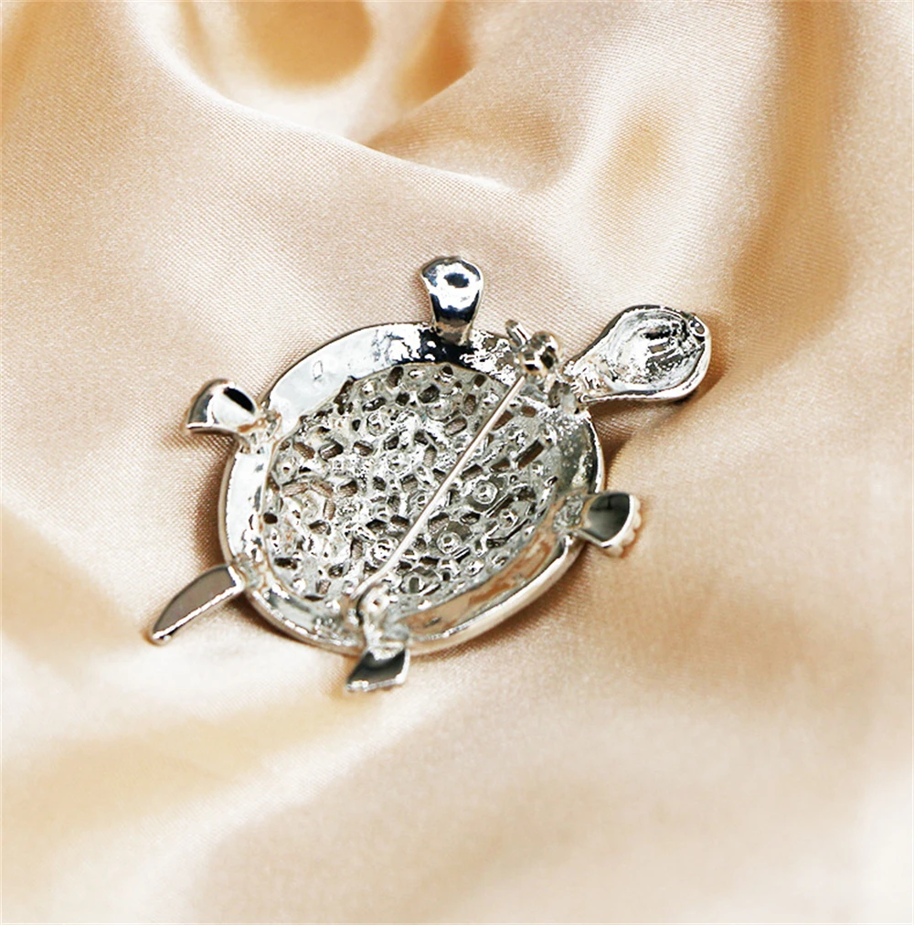 Sliver Color Full Rhinestone Turtle Brooch Pins Luxury Design Metal Animal Casual Office Brooches For Women Jewelry Gifts