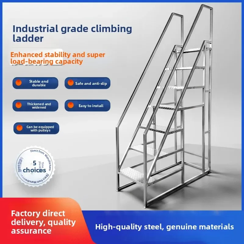 Industrial Step Ladder with Handrails Portable Non Slip Stable Great for Home Shop Garage Use Clearance High Reach Step Ladder