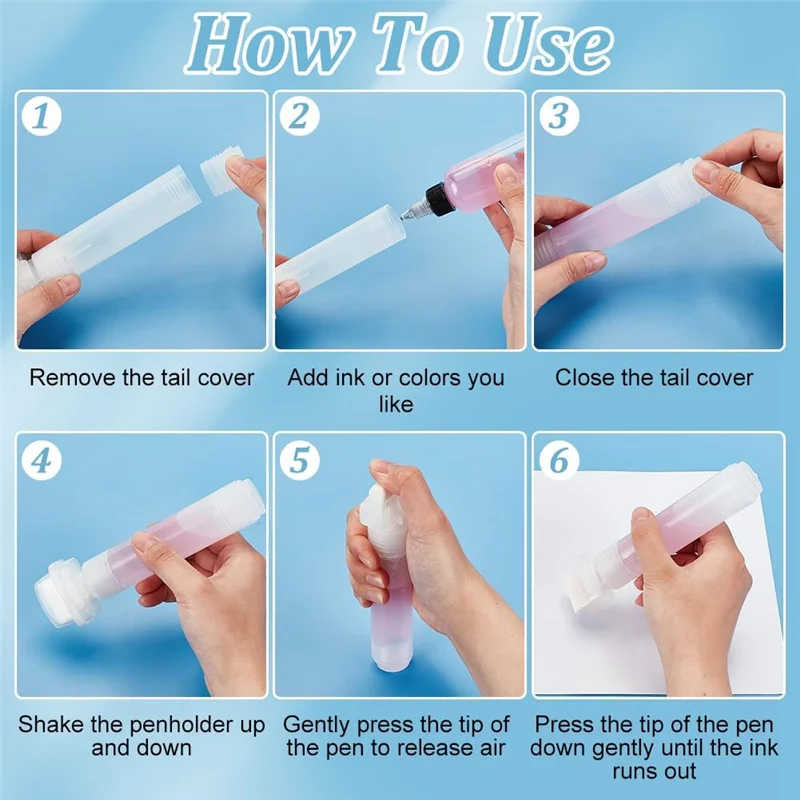 6 قطعة مجموعة علامات الكتابة على الجدران واضح إعادة الملء قلم طلاء 11/13.5/17/18.5/24/46.5 مللي متر مجموعة أقلام التحديد الفارغة-AC17